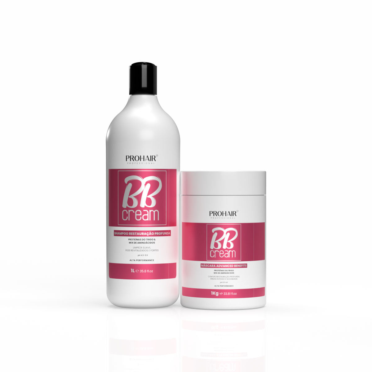 Kit Profissional BB Cream Shampoo e Máscara 1kg - Prohair