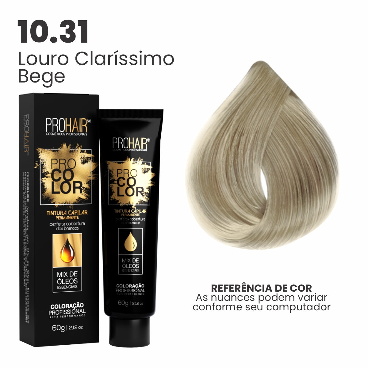 Coloração Profissional 60g Pro Color - 10.31 Louro Claríssimo Bege