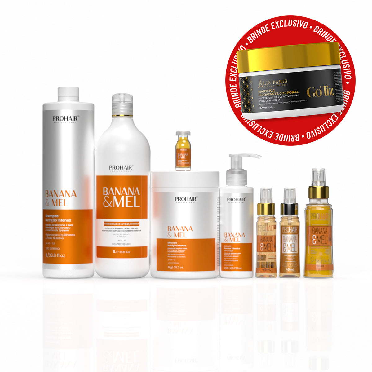 Kit Profissional de Nutrição Intensa Banana e Mel Completo + Manteiga Corporal Hidratante