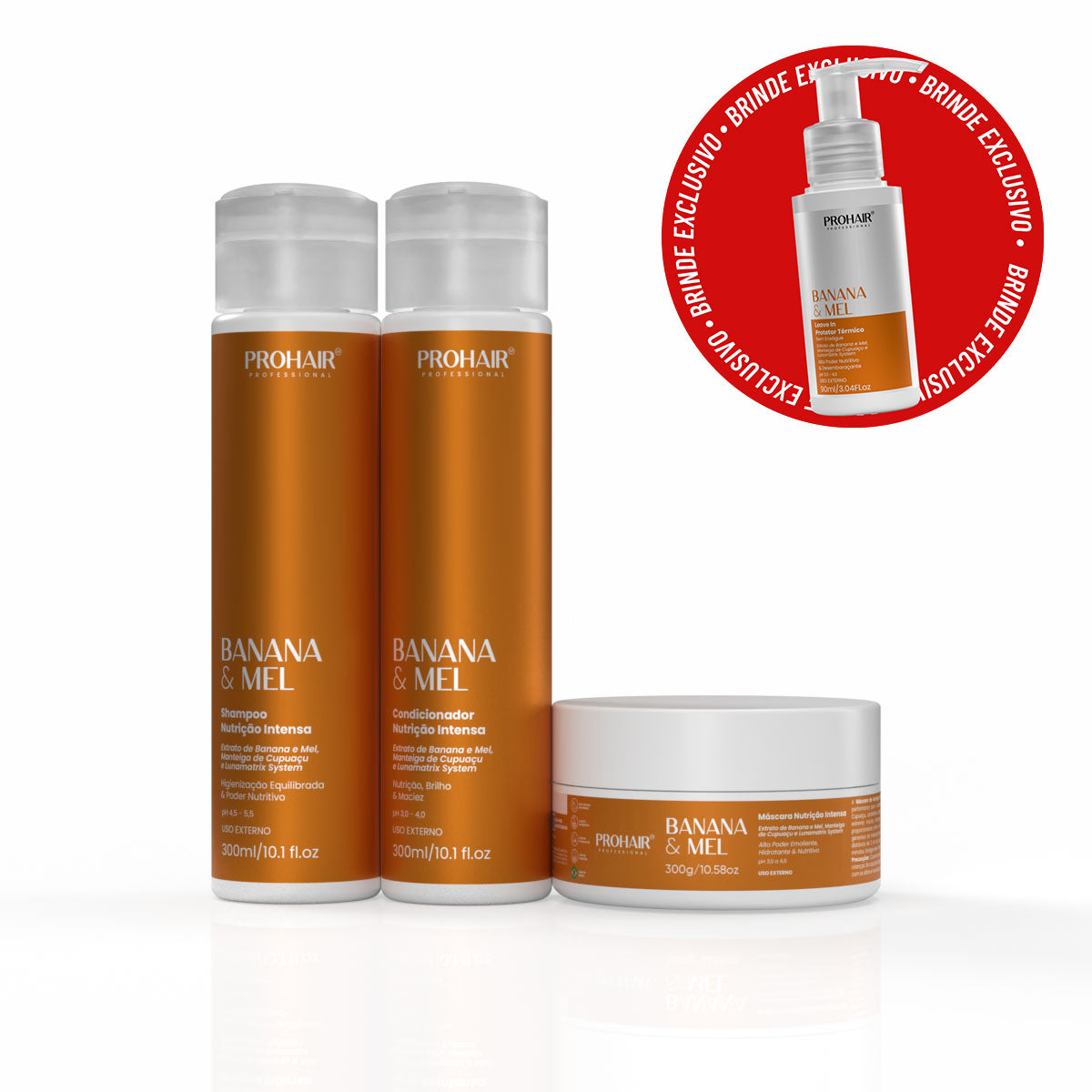 KIT BANANA E MEL SHAMPOO + CONDICIONADOR + MÁSCARA - HOME CARE (LEAVE-IN 90ML BRINDE)