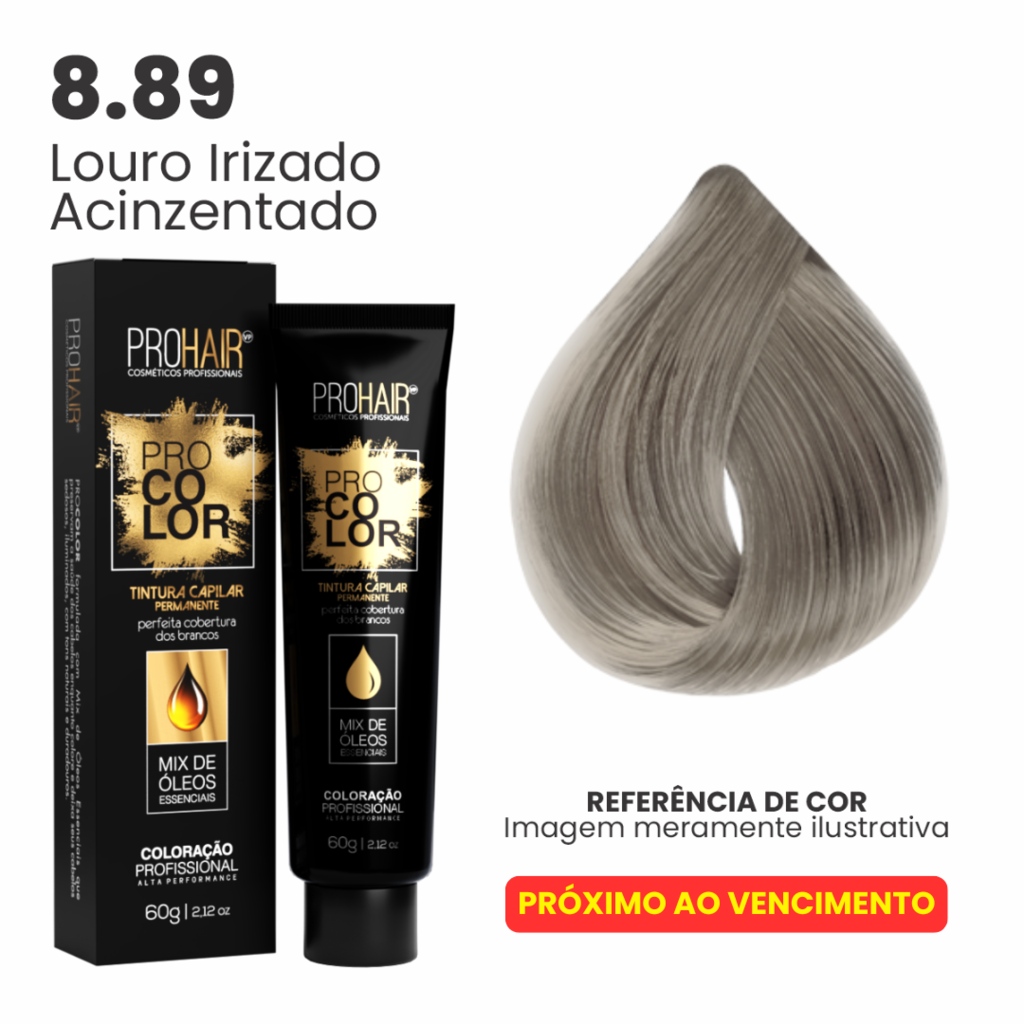 Coloração Profissional 60g Pro Color - 8.89 Louro Irizado Acinzentado