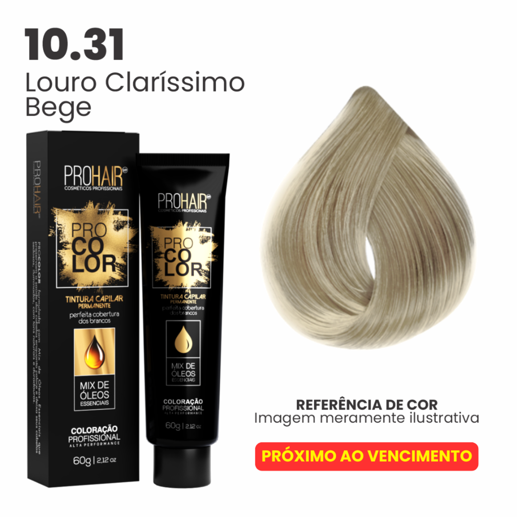 Coloração Profissional 60g Pro Color - 10.31 Louro Claríssimo Bege