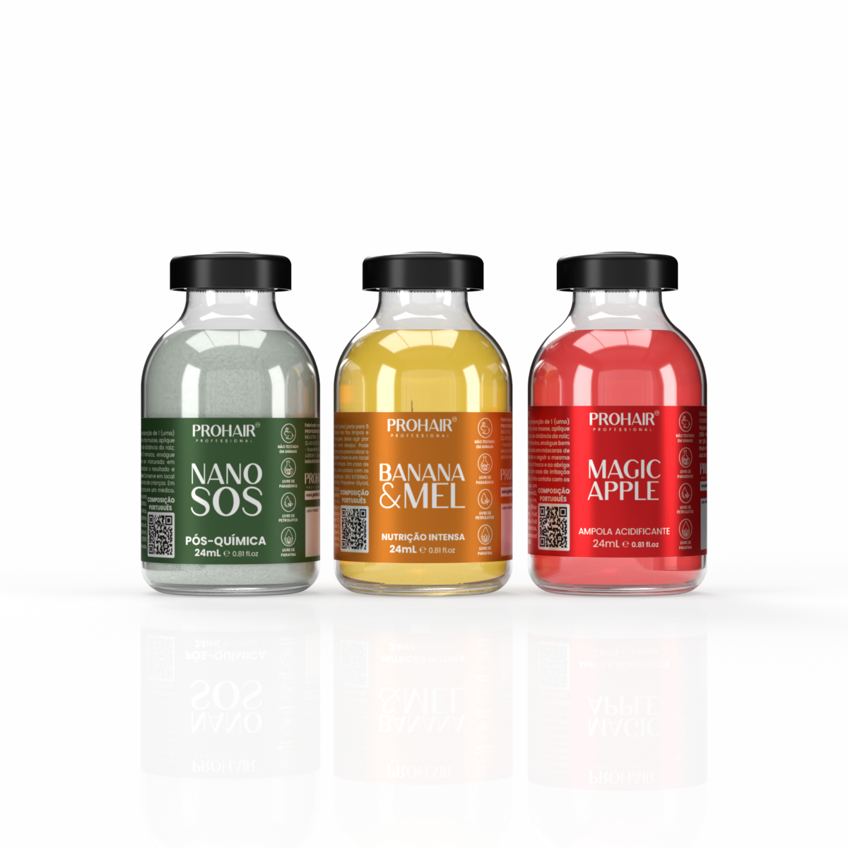 Kit 3 Ampolas Nutrição Profunda e Força Para Cabelos Danificados