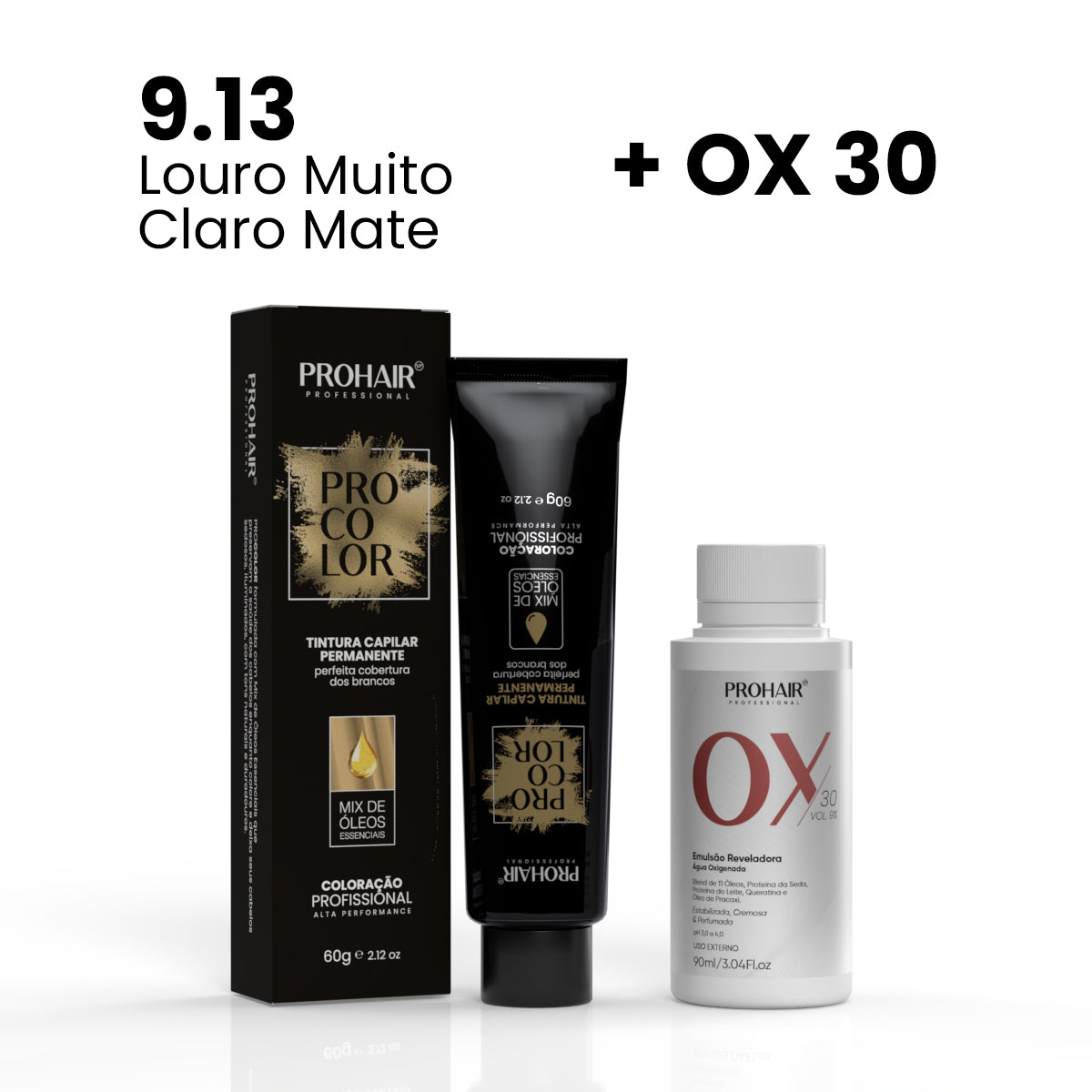 Coloração ProColor + Emulsão Reveladora 90mL - ProHair - 9.13 + Ox 30