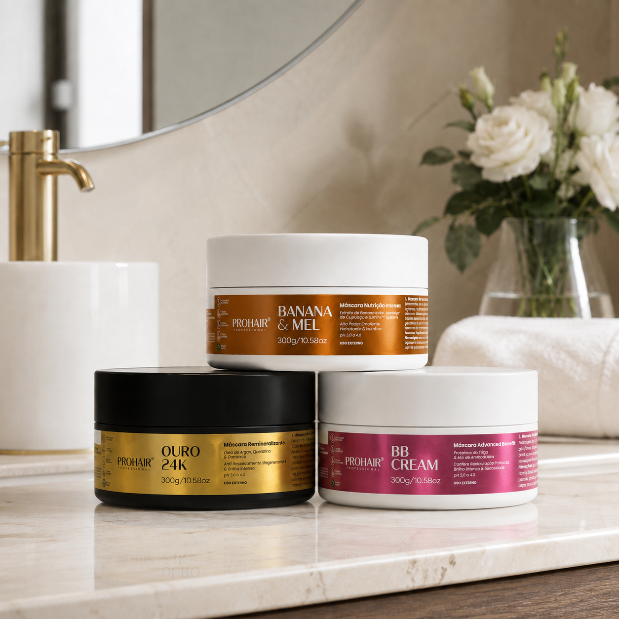 Kit Cronograma Capilar Hidratação, Nutrição e Reconstrução 300g - Prohair