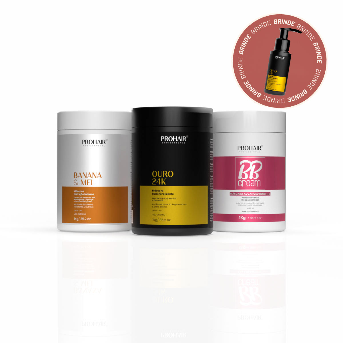 Kit Cronograma Capilar Hidratação, Nutrição e Reconstrução 1KG - Prohair