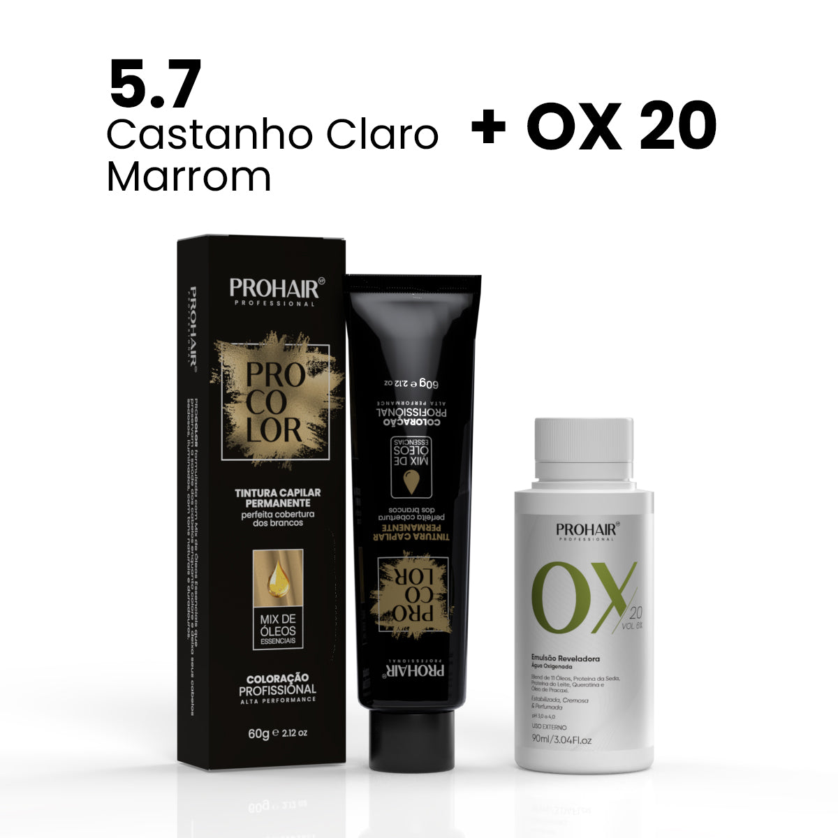 Coloração ProColor + Emulsão Reveladora 90mL - ProHair - 5.7 + Ox 20