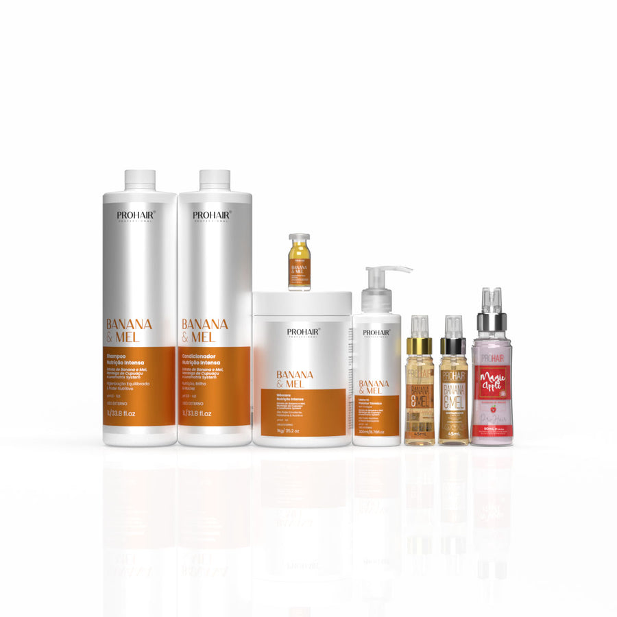 KIT BANANA E MEL - PROFISSIONAL COMPLETO 8 ITENS (PERFUME MAGIC APPLE)