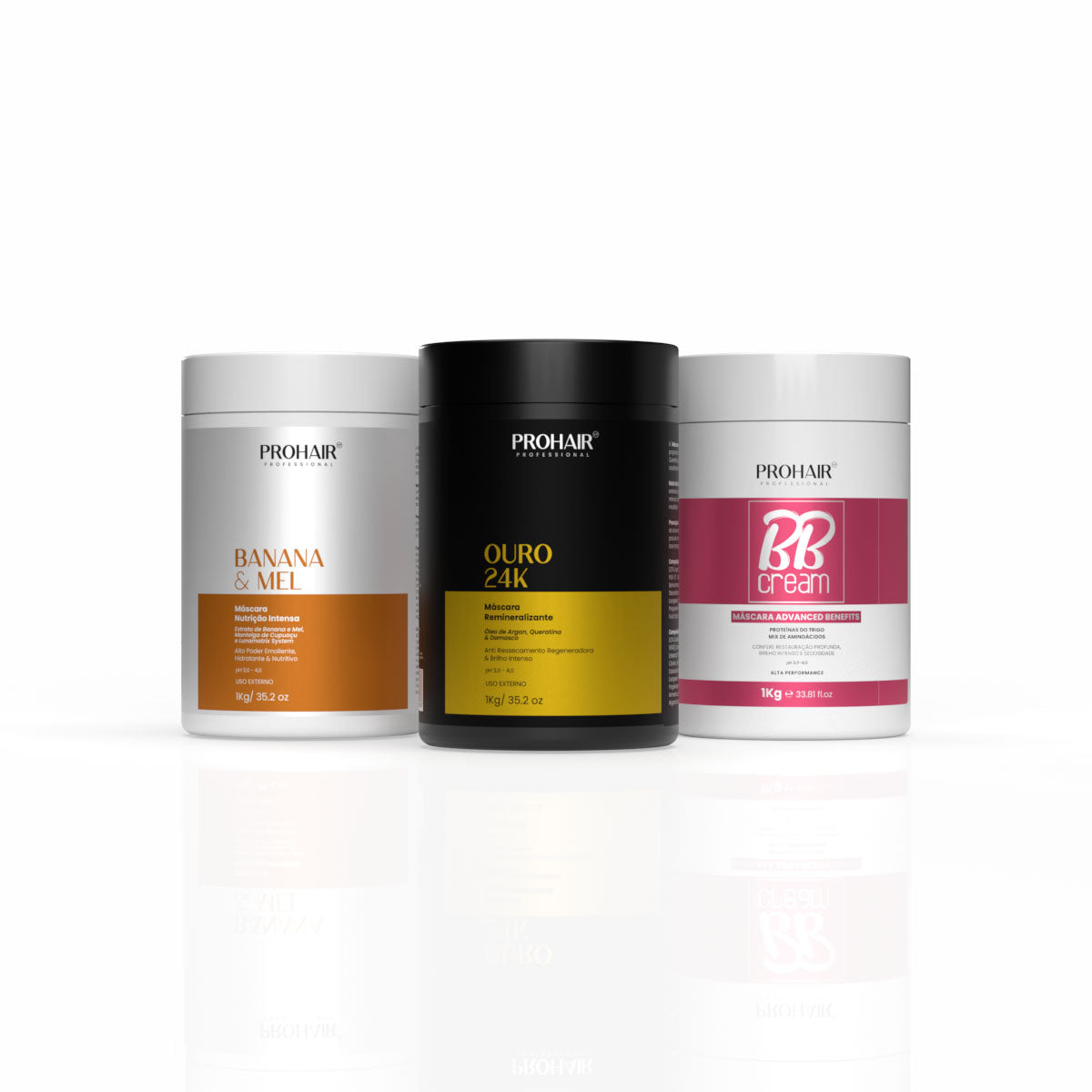 Kit Cronograma Capilar Hidratação, Nutrição e Reconstrução 1KG - Prohair