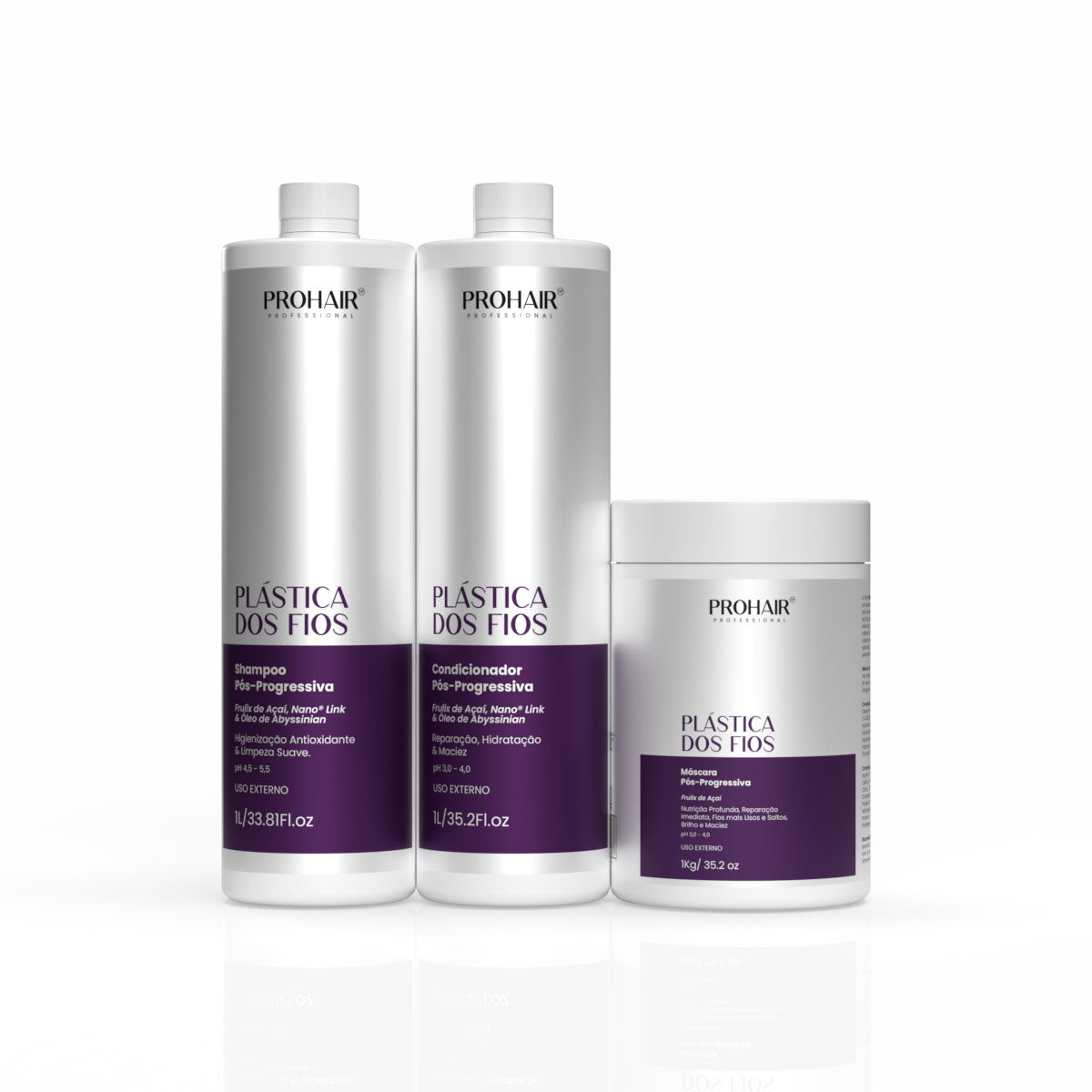 Kit Profissional Pós Progressiva Plástica Dos Fios 3 Itens - Prohair