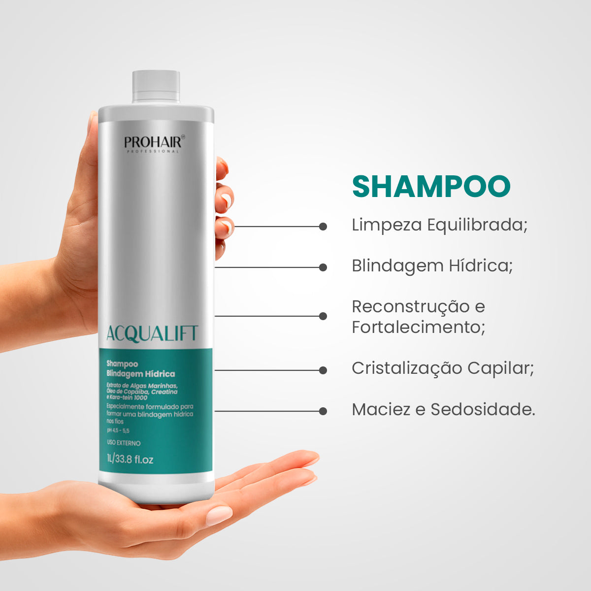 Shampoo de Hidroreconstrução Acqualift 1L - Prohair