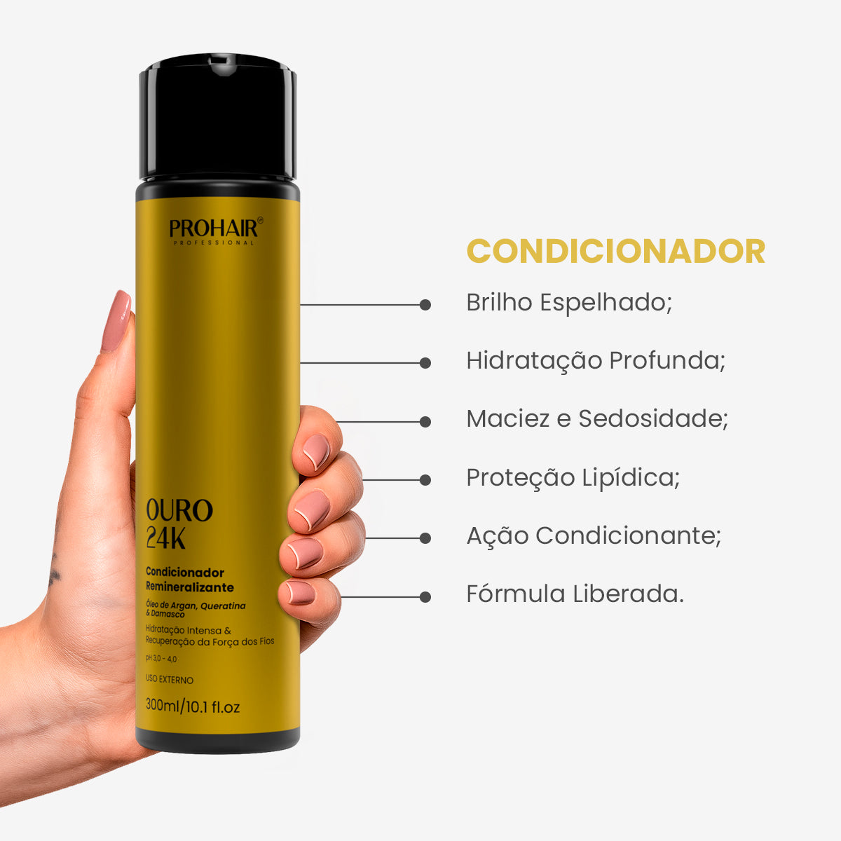 Condicionador de Hidratação Ouro 24k 300mL - Prohair