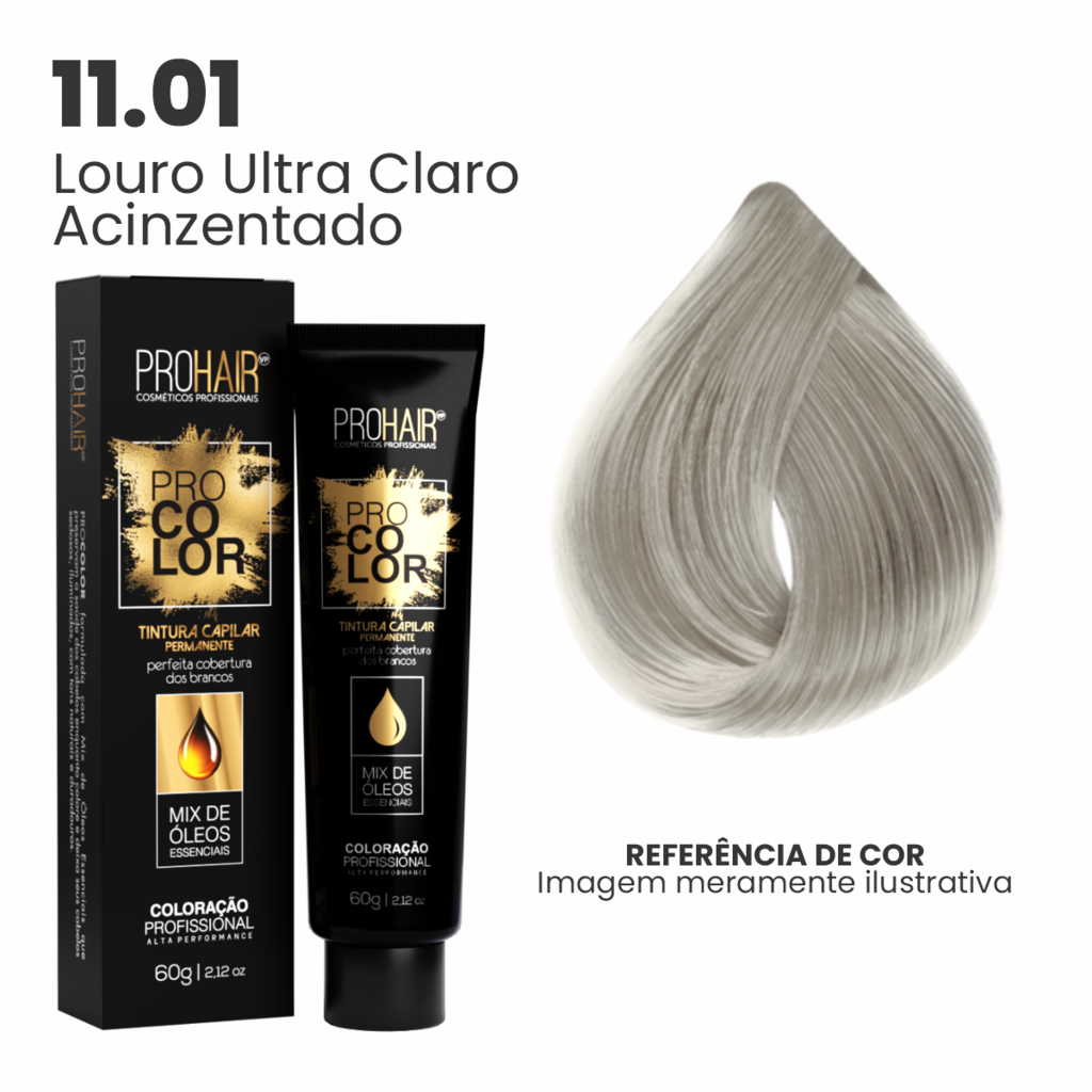 Coloração Profissional 60g Pro Color - 11.01 Louro Ultra Claro Acinzentado