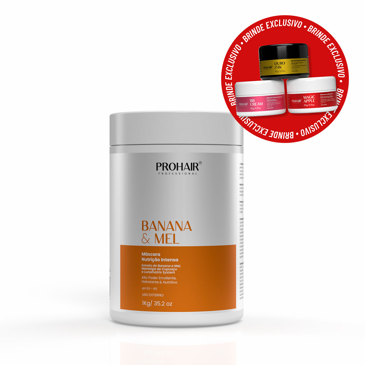 Máscara de Nutrição Intensa Banana e Mel 1Kg + Kit Cronograma Capilar 90g