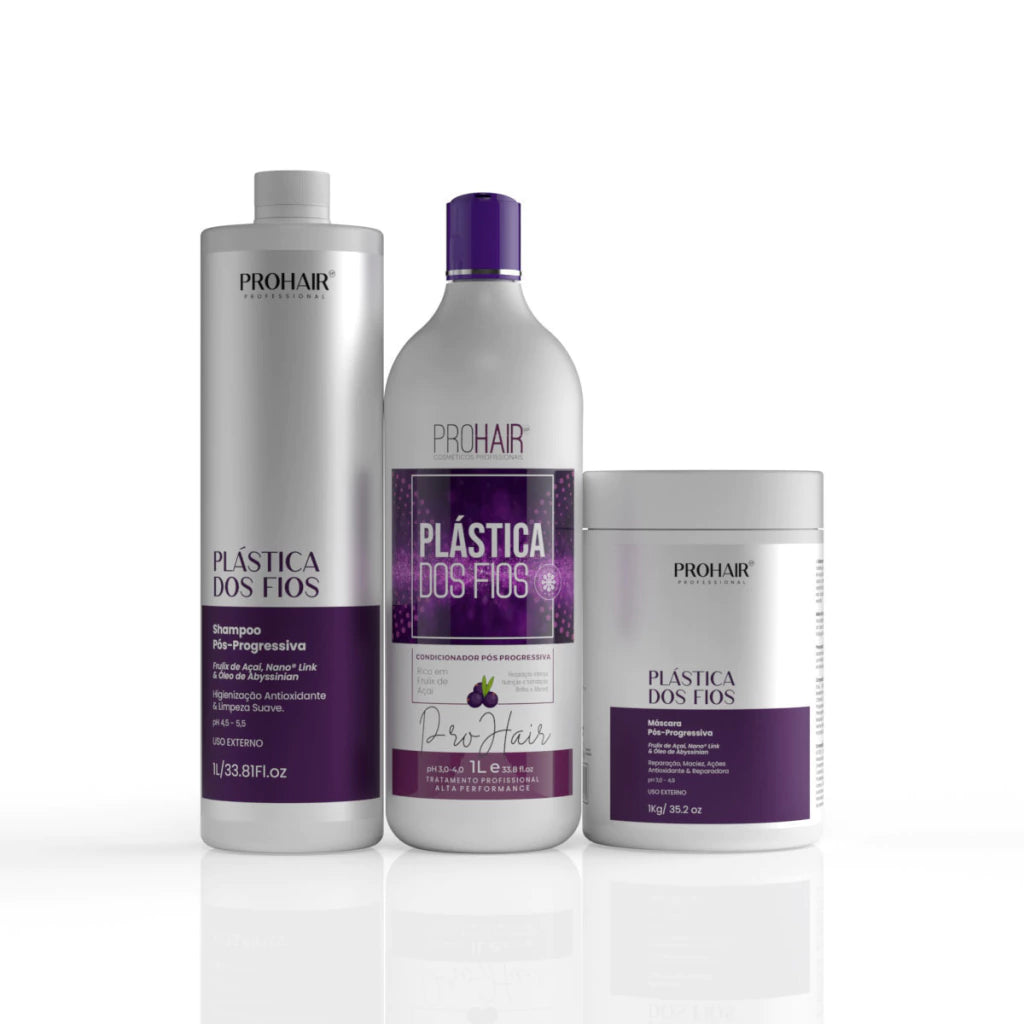 Kit Profissional Pós Progressiva Plástica Dos Fios 3 Itens - Prohair