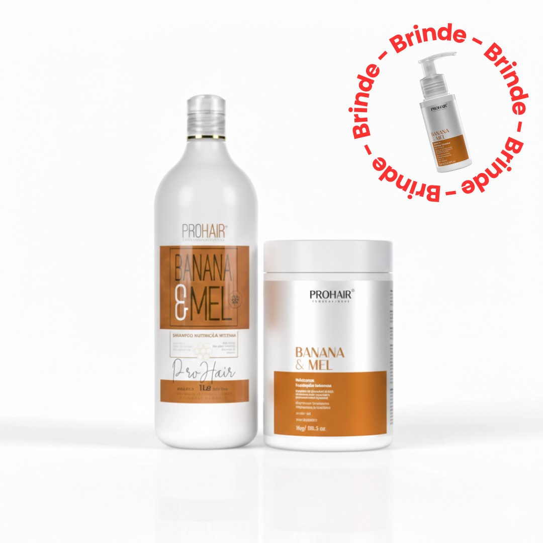 Kit Nutrição Intensa Banana E Mel Shampoo e Máscara 1Kg + Leave-in de Brinde