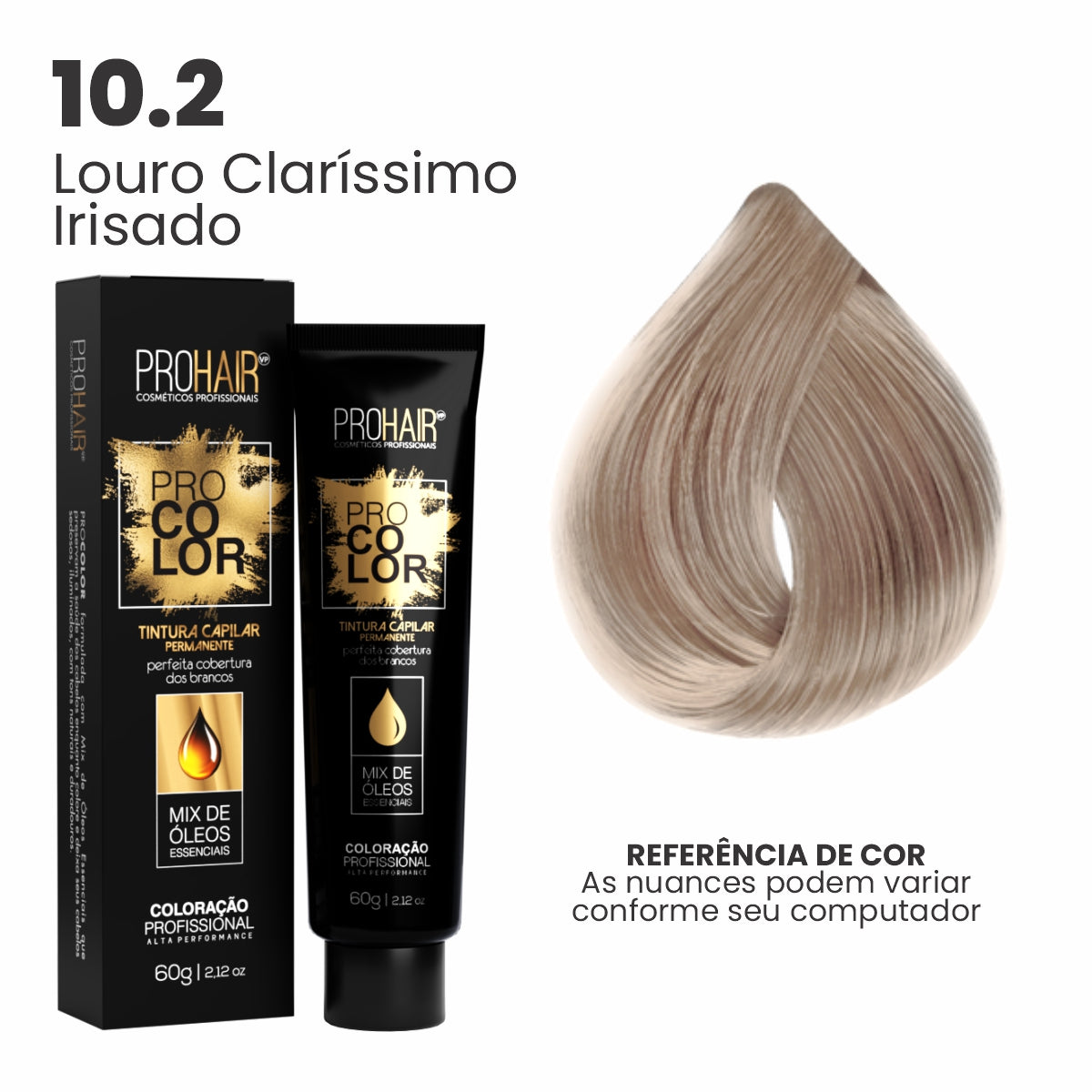 Coloração Profissional 60g Pro Color - 10.2 Louro Claríssimo Irisado