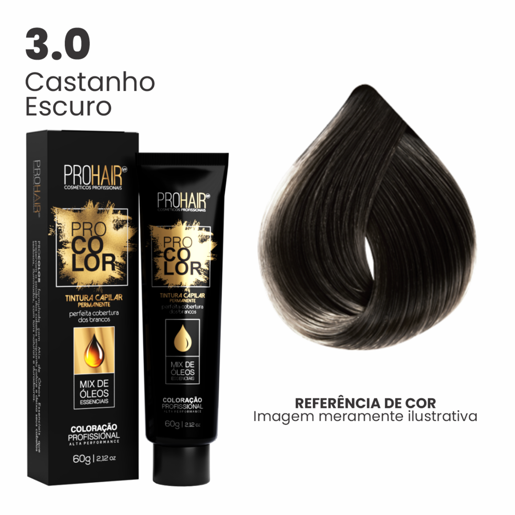 Coloração Profissional 60g Pro Color - 3.0 Castanho Escuro