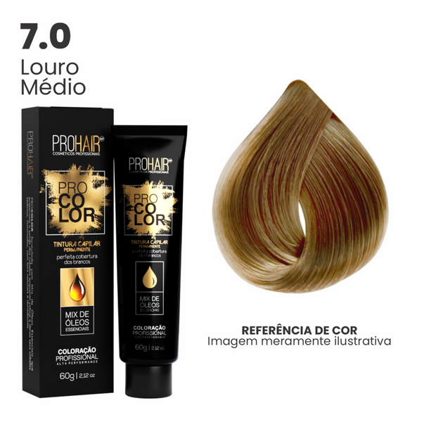 Coloração Profissional 60g Pro Color - 7.0 Louro Médio