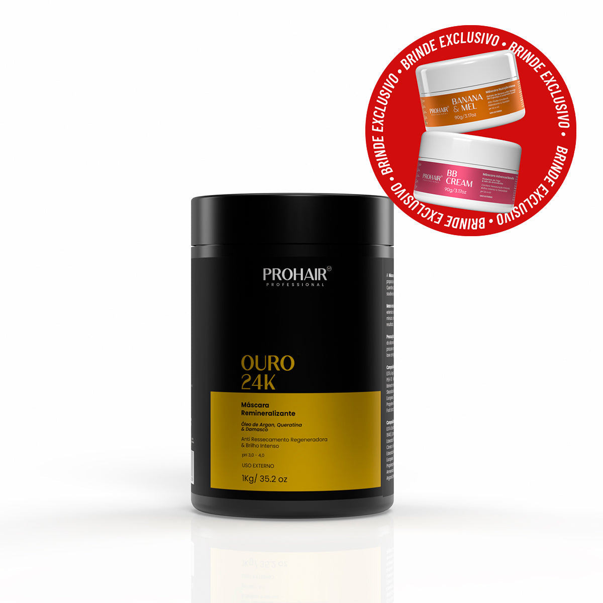 MÁSCARA HIDRATAÇÃO OURO 24K 1KG + BRINDE MASCARA 90G MAGIC APPLE E BANANA E MEL