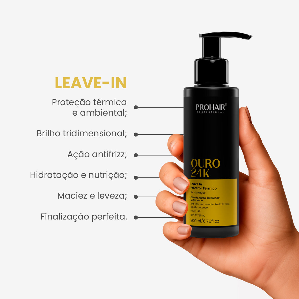 Leave In de Hidratação Ouro 24K 200ml - Prohair