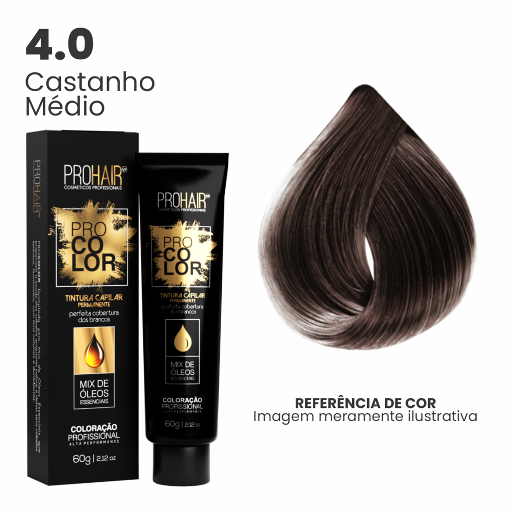 Coloração Profissional 60g Pro Color - 4.0 Castanho Médio