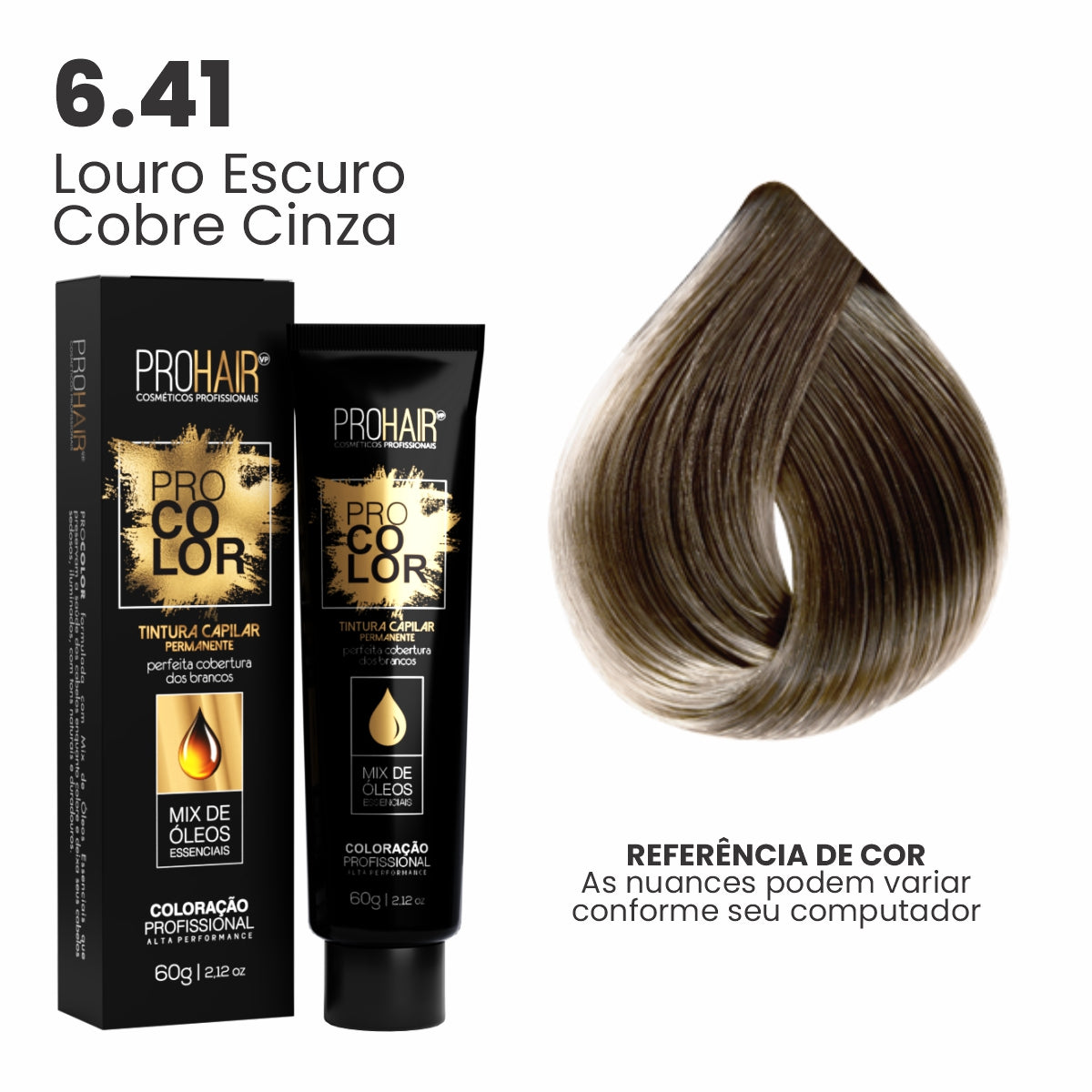 Coloração Profissional 60g Pro Color - 6.41 Louro Escuro Cobre Cinza
