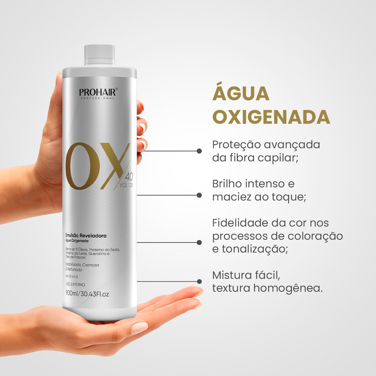 Água Oxigenada OX 40 Volumes 900mL - Prohair