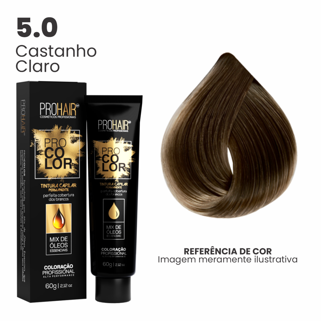 Coloração Profissional 60g Pro Color - 5.0 Castanho Claro