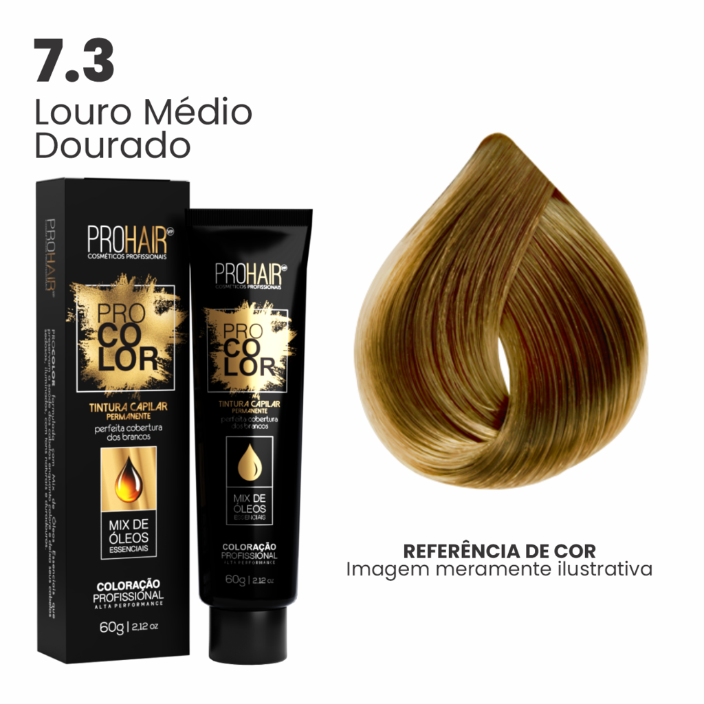 Coloração Profissional 60g Pro Color - 7.3 Louro Médio Dourado