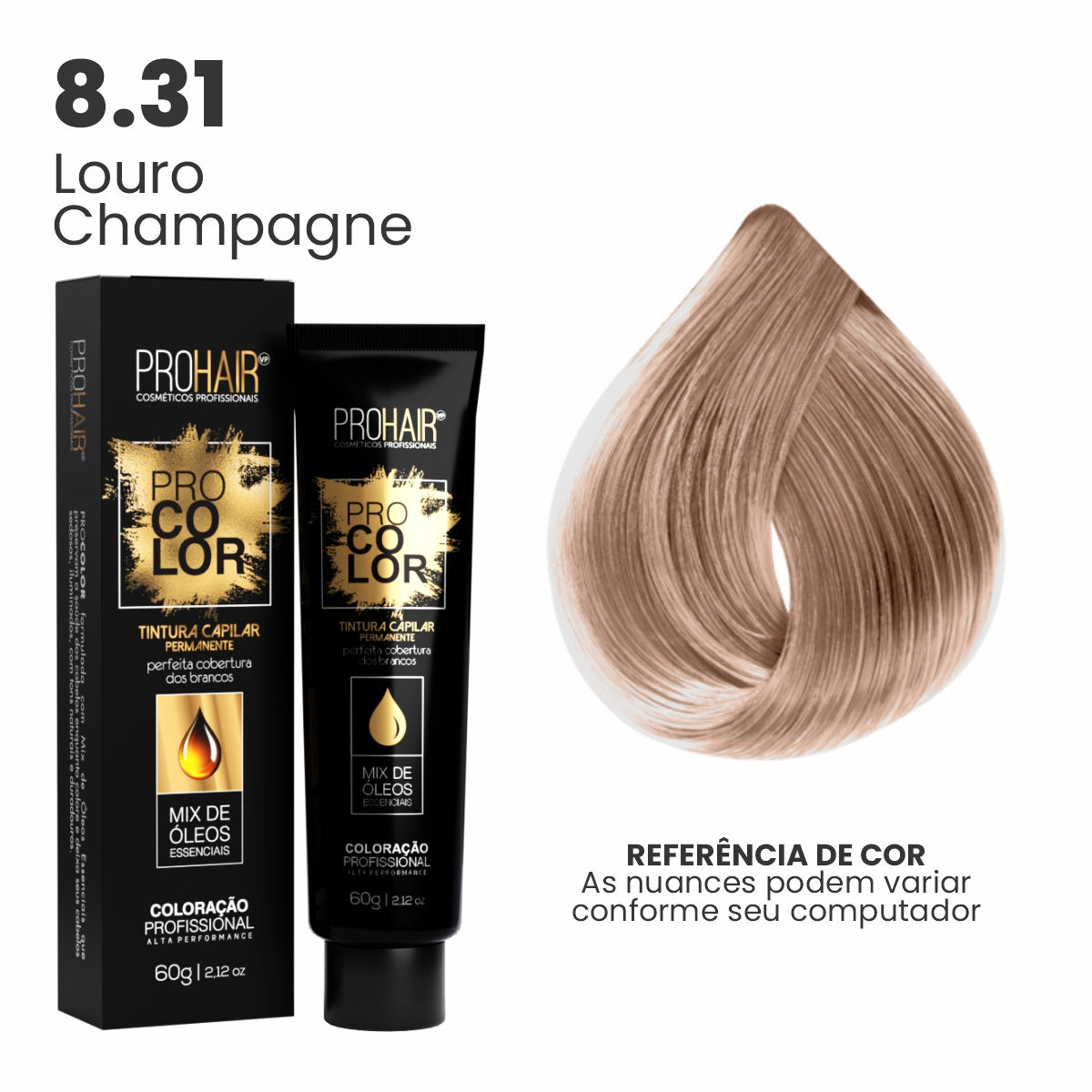 Coloração Profissional 60g Pro Color - 8.31 Louro Champagne