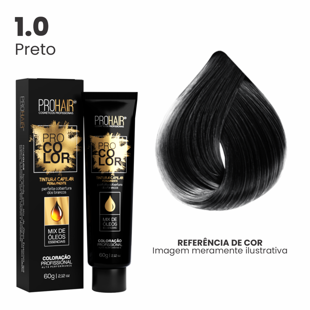 Coloração Profissional 60g Pro Color - 1.0 Preto