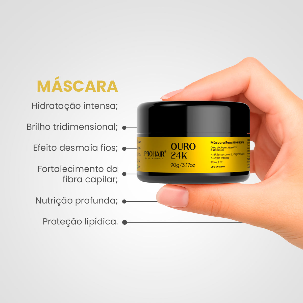 Máscara de Hidratação Ouro 24K 90g - Prohair