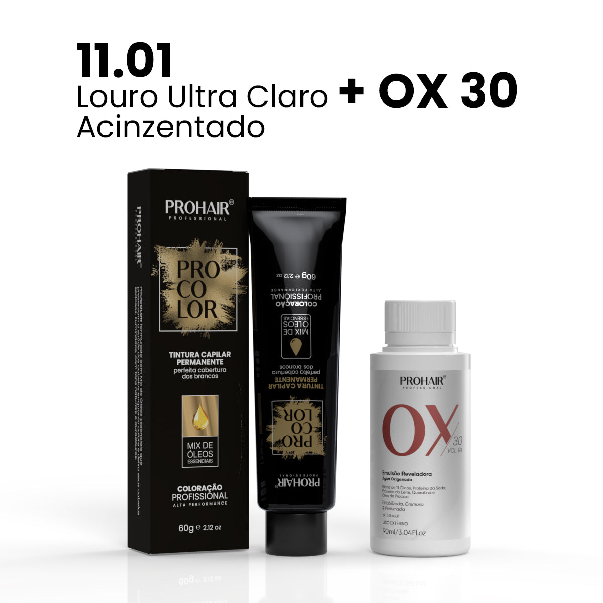 Coloração ProColor + Emulsão Reveladora 90mL - ProHair  - 11.01 + Ox 30