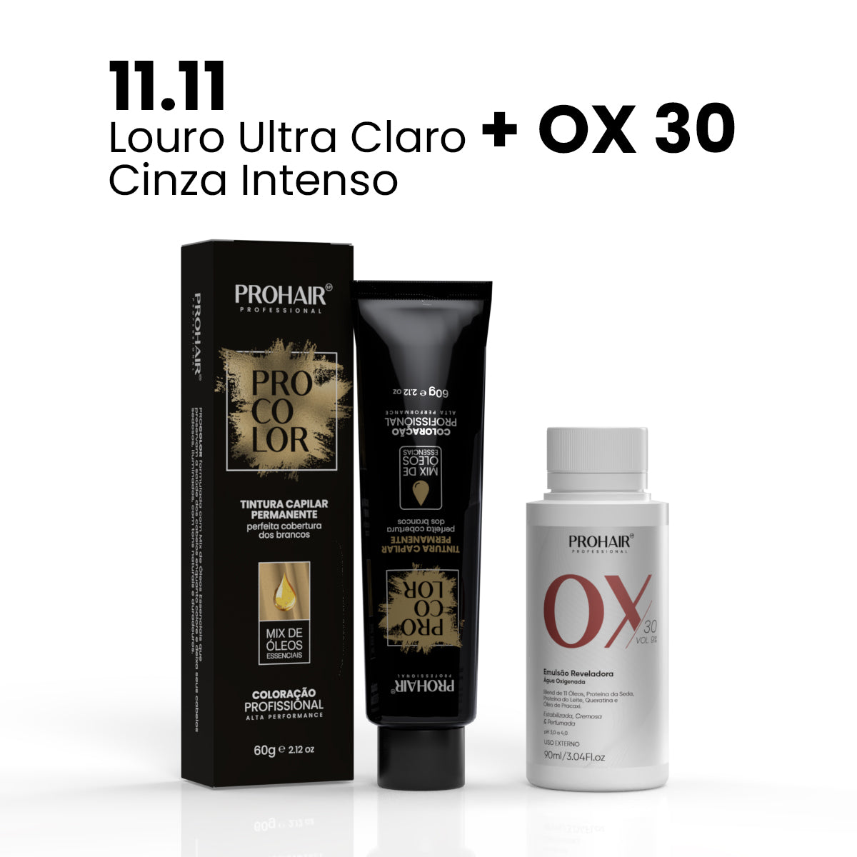 Coloração ProColor + Emulsão Reveladora 90mL - ProHair  - 11.11 + Ox 30