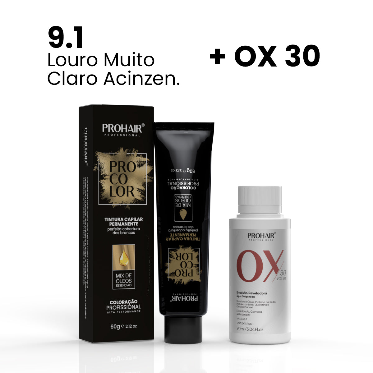 Coloração ProColor + Emulsão Reveladora 90mL - ProHair  - 9.1 + Ox 30