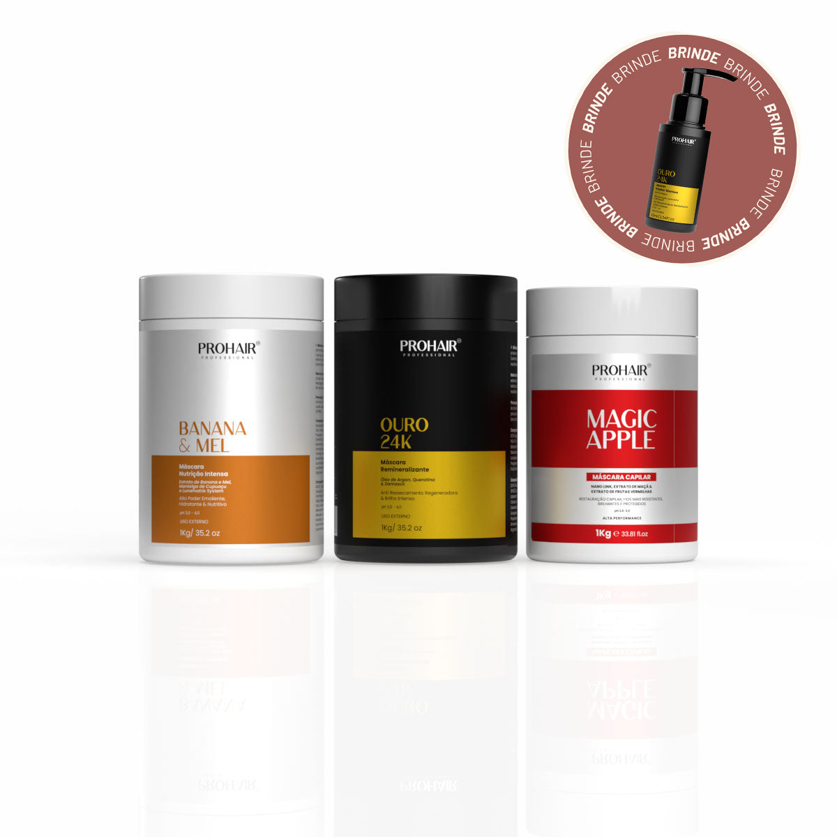 Kit Cronograma Capilar Hidratação, Nutrição e Acidificação 1KG - Prohair