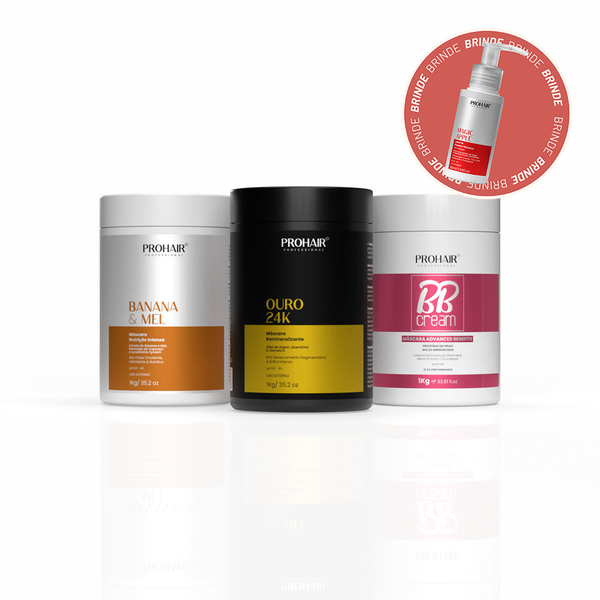 Kit Cronograma Capilar Hidratação, Nutrição e Reconstrução 1KG - Prohair