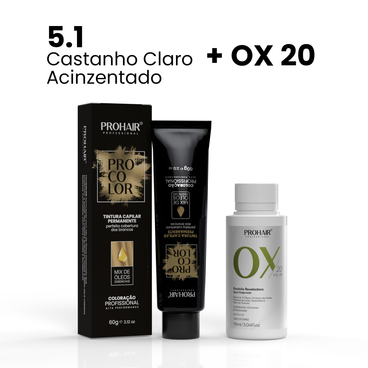 Coloração ProColor + Emulsão Reveladora 90mL - ProHair  - 5.1 + Ox 20