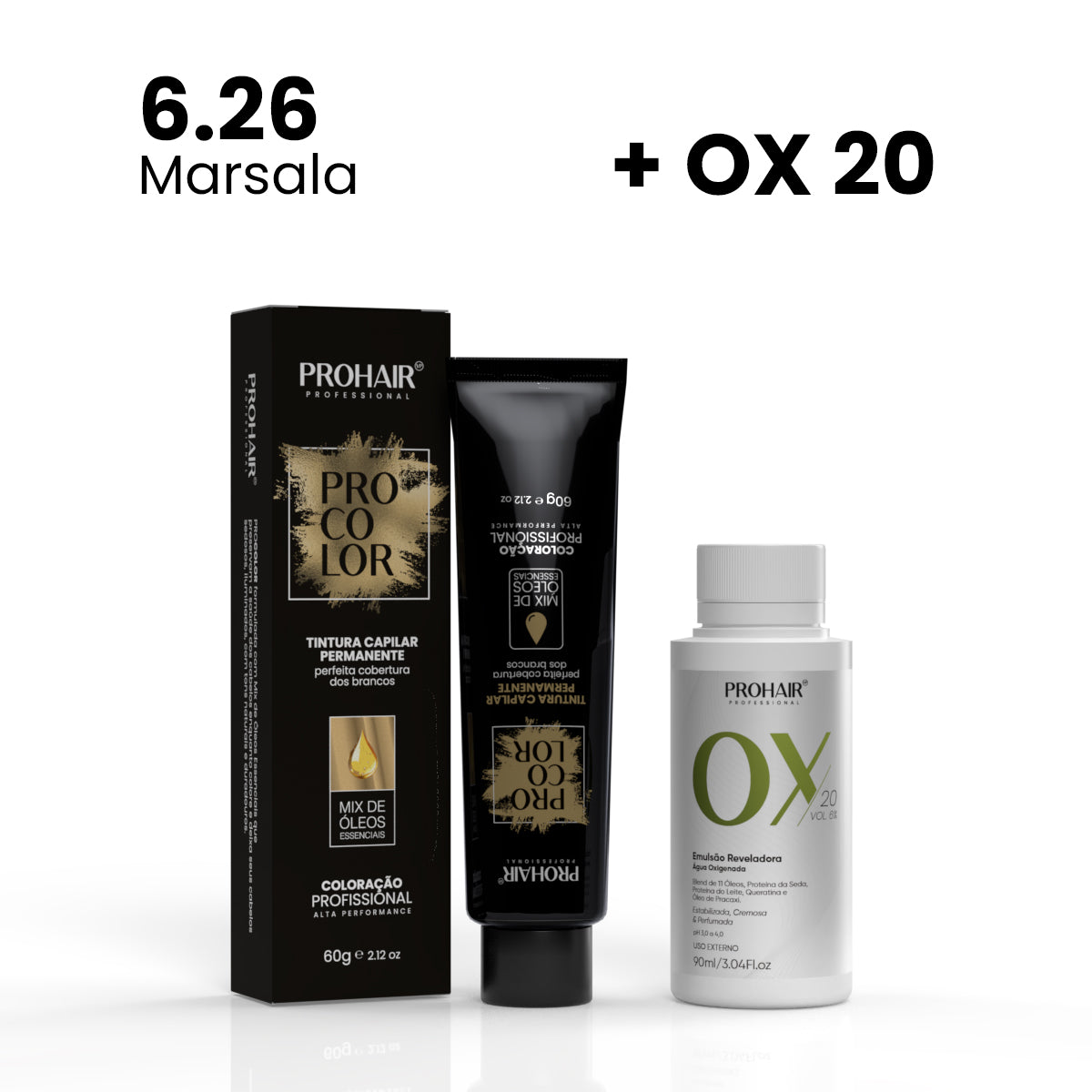 Coloração ProColor + Emulsão Reveladora 90mL - ProHair  - 6.26 + Ox 20