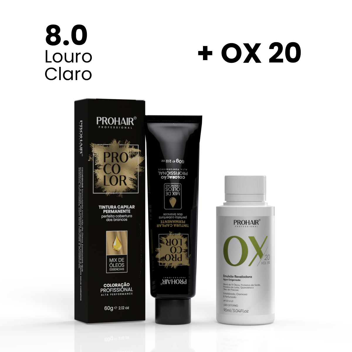 Coloração ProColor + Emulsão Reveladora 90mL - ProHair  - 8.0 + Ox 20
