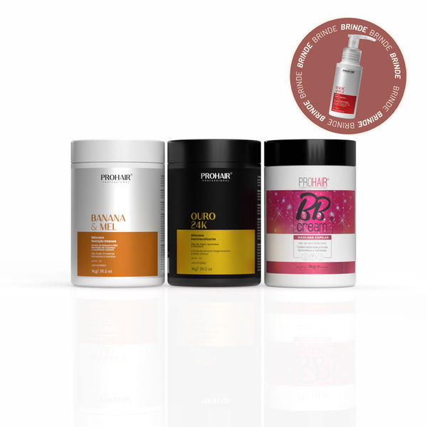 Kit Cronograma Capilar Hidratação, Nutrição e Reconstrução 1KG - Prohair