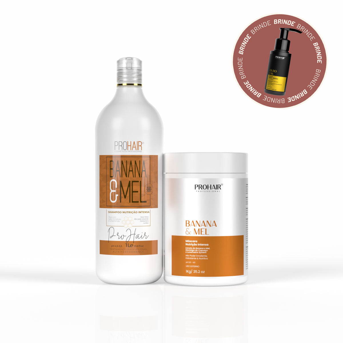 Kit Nutrição Intensa Banana E Mel Shampoo e Máscara 1Kg + Leave-in de Brinde