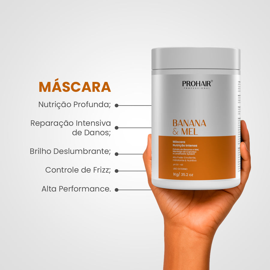 Máscara de Nutrição Intensa Banana e Mel 1kg - Prohair Cosméticos