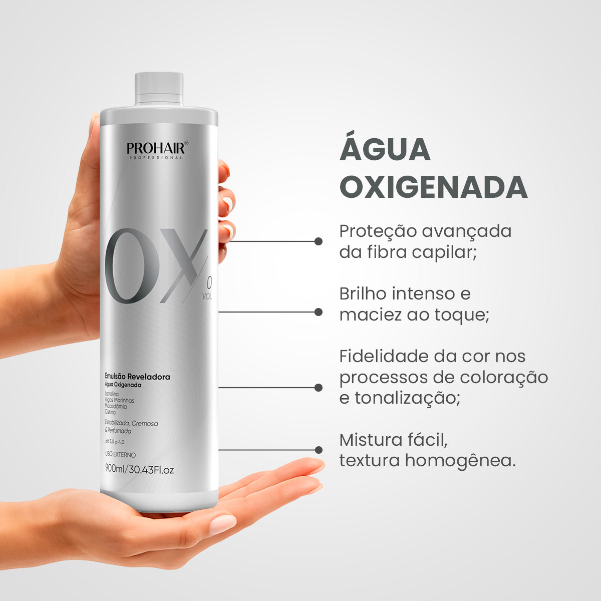 Água Oxigenada OX Zero Tom Volumes 900mL - Prohair