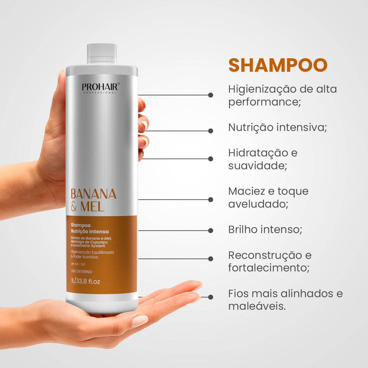 Shampoo de Nutrição Intensa Banana e Mel 1L - Prohair