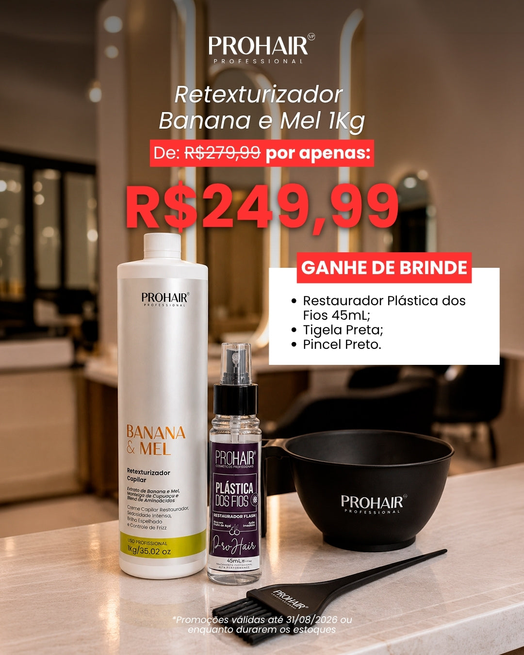 Retexturizador Banana e Mel 1kg + Brindes