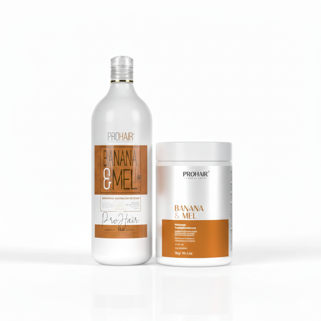 Kit Nutrição Intensa Banana E Mel Shampoo e Máscara 1Kg + Leave-in de Brinde