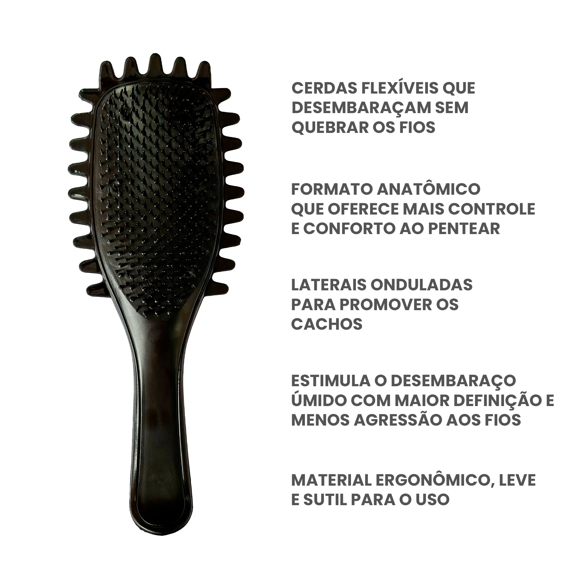 Escova Onda Para Definição de Cachos e Fitagens - Preta