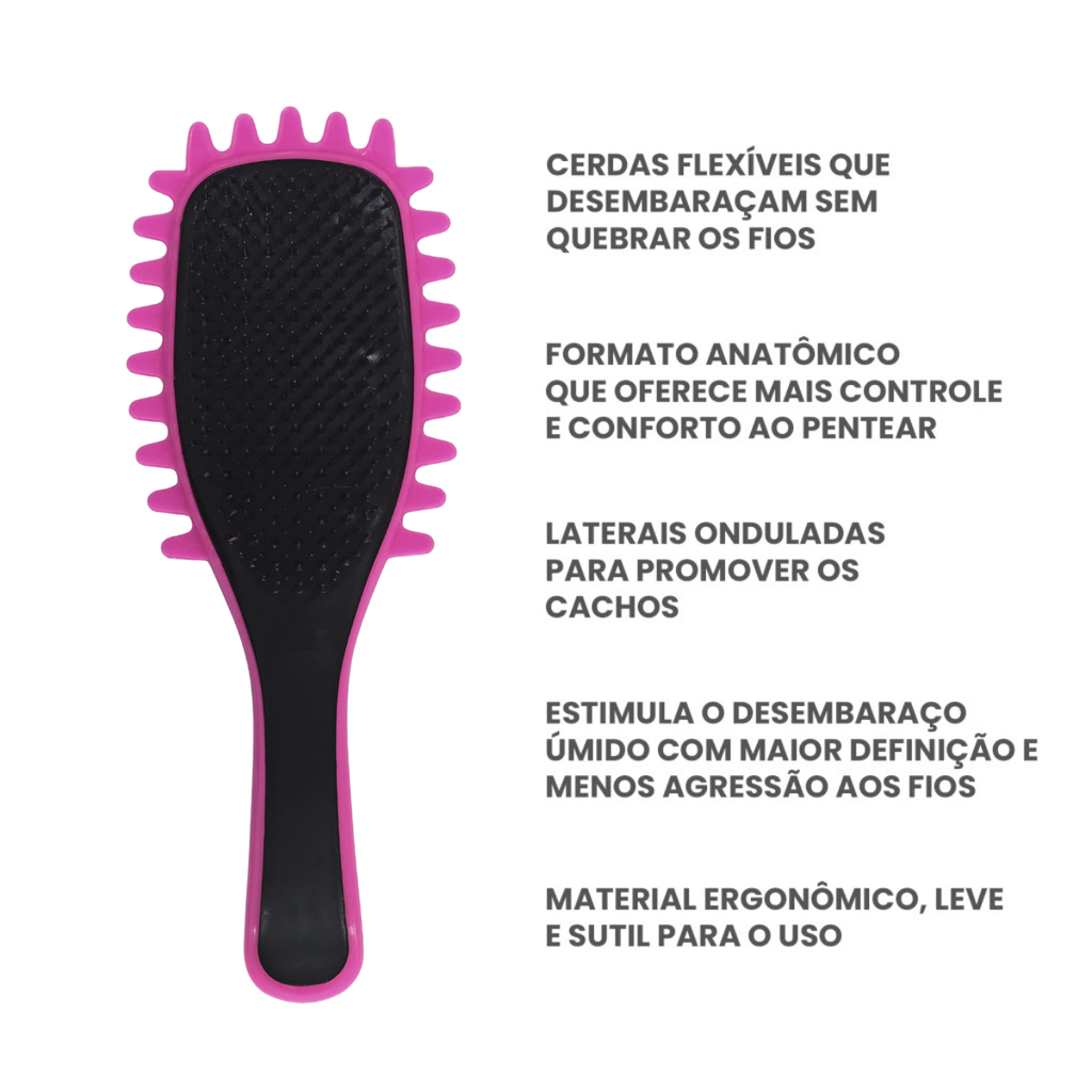 Escova Onda Para Definição de Cachos e Fitagens - Rosa